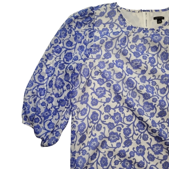 Ann Taylor Floral Gathered Neck Shift Dress Size 12 - Picture 6 of 7